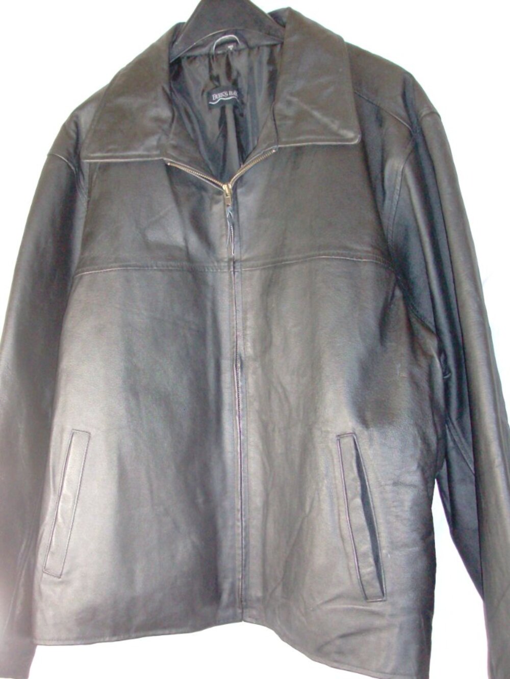 Vintage Men's Burks Bay Leather Jacket Zip Front Size 2XL Black